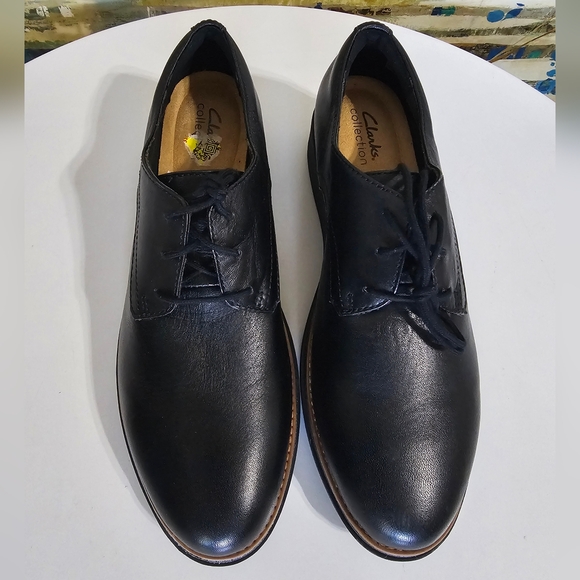 Clarks SHARON RAE Lace Up Black Leather Wedge Comfort Oxford Shoes Women's 9.5 - Picture 16 of 16